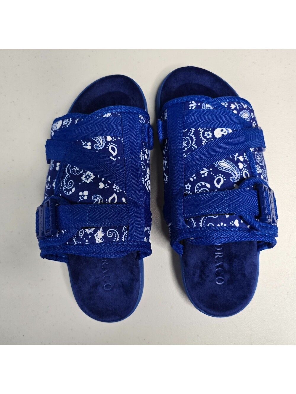 DRACO Slides Mens Shoes Size 10.5, 11, 11.5 Blue Sandals Bandana + Bag NEW